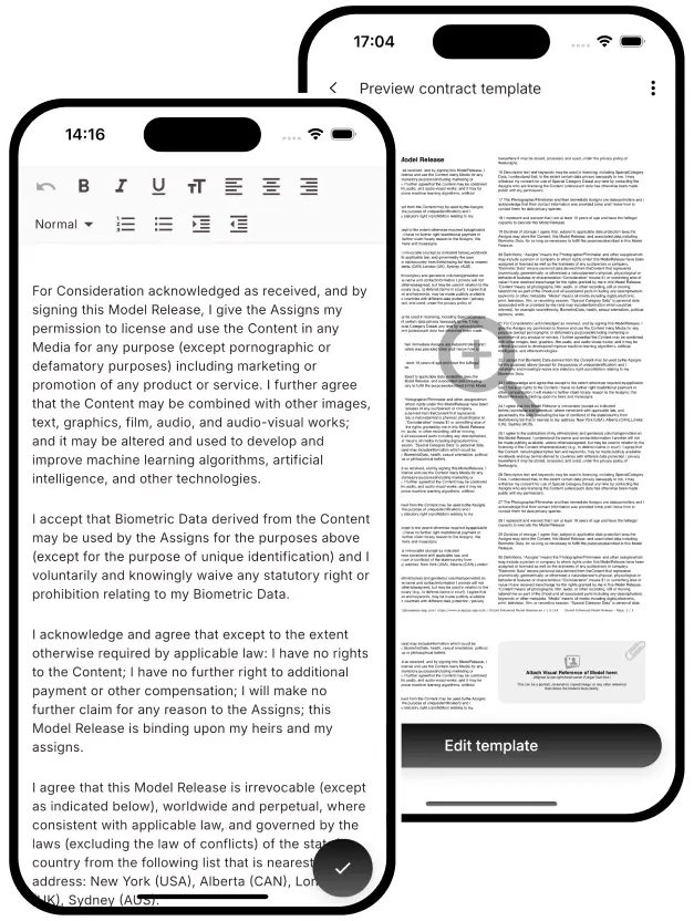 SnapSign release template workflow on mobile