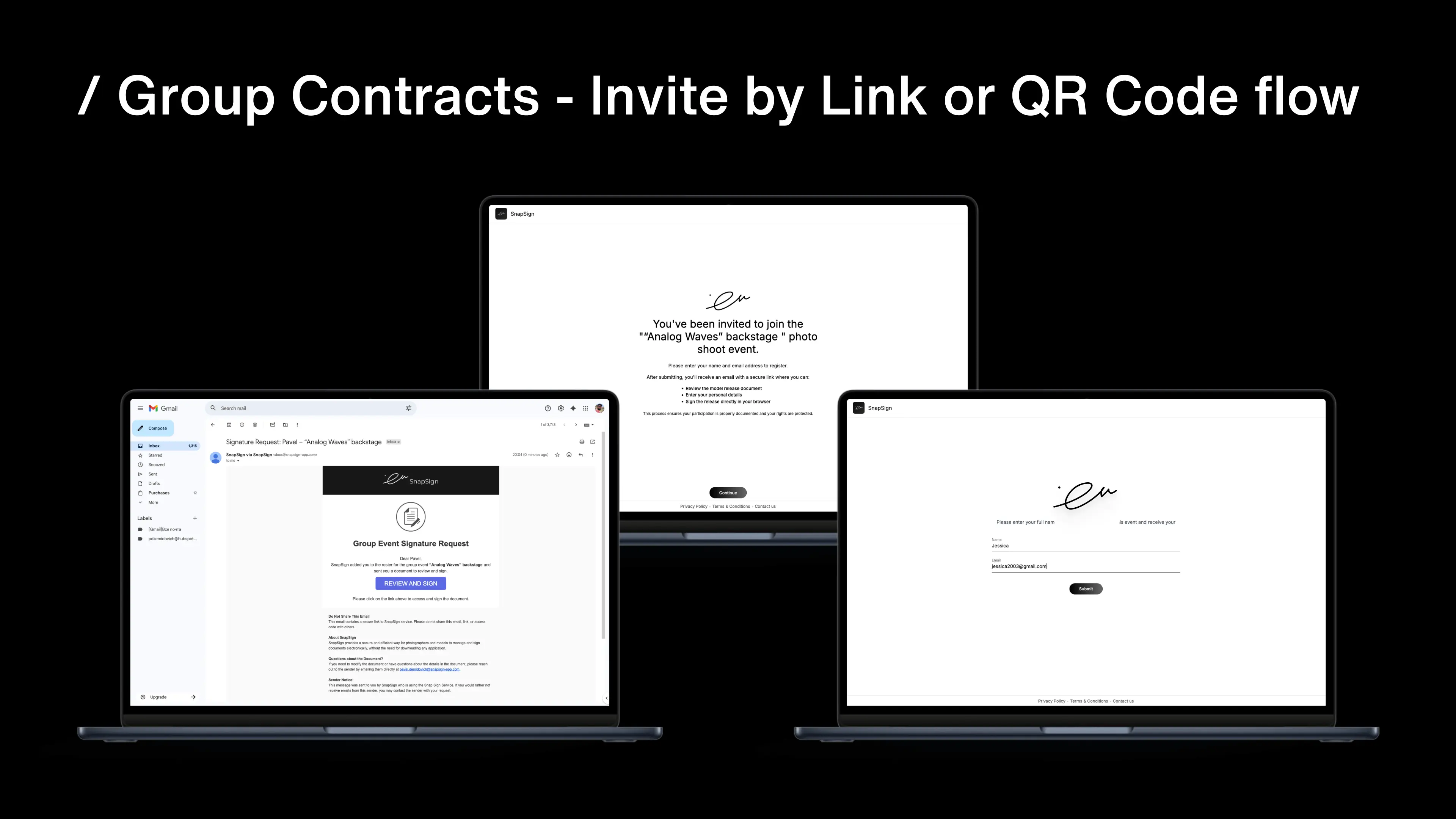 SnapSign Group Contracts: Simplify Model & Crew Agreements - invite_link_remote_flow.webp